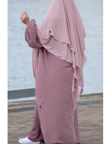 Abaya med ballongärmar Umm Hafsa - Rosa taupe-Abaya med ballongärmar-Maktaba-Ahloulhadith