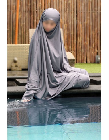 2-delt Badejilbab – Grå-Svømmejilbab-Maktaba-Ahloulhadith