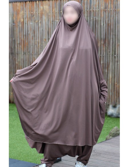 Jilbab de banho de 2 peças - Marrom acinzentado