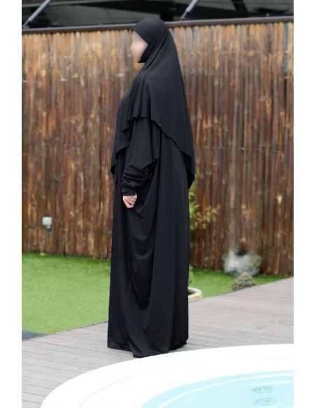 3-delad bad-abaya från Umm Hafsa – Svart