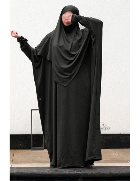 Abaya de baño de 3 piezas de Umm Hafsa – Negro