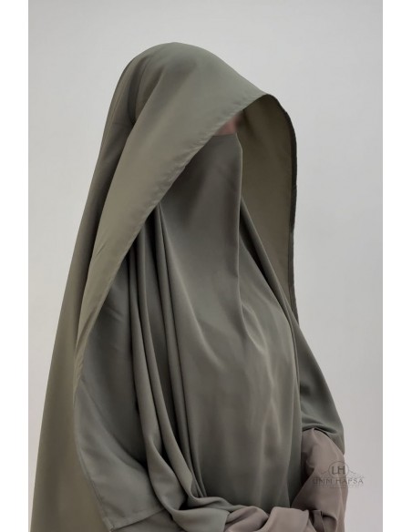 Khimar Malika con visera de Umm Hafsa – Gris oliva