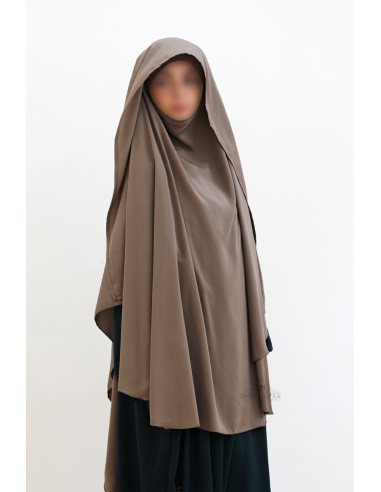 Malika khimar med skygge fra Umm Hafsa – Askebrun-Khimar Malika-Maktaba-Ahloulhadith