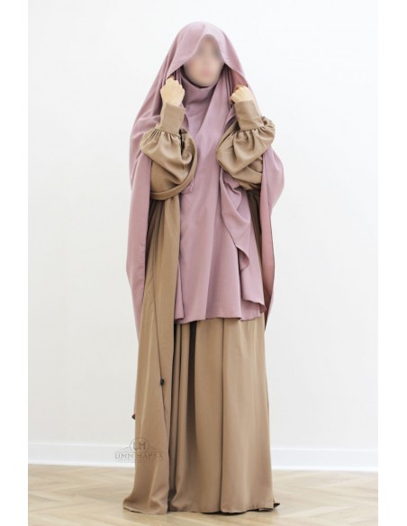 Khimar Malika con visera de Umm Hafsa – Topo rosado