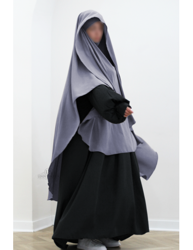 Khimar Malika med skygge fra Umm Hafsa - Kjølig grå-Khimar Malika-Maktaba-Ahloulhadith