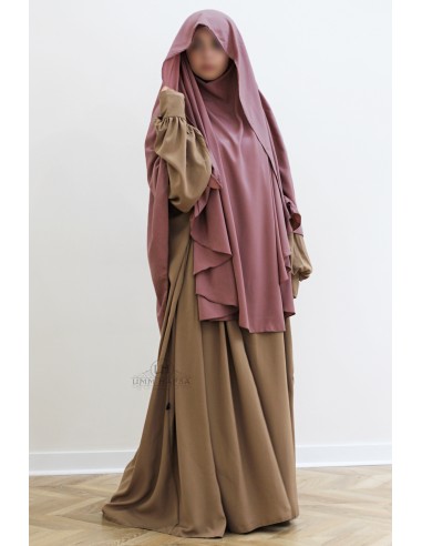 Malika khimar med skärm från Umm Hafsa – Rosenträ-Khimar Malika-Maktaba-Ahloulhadith