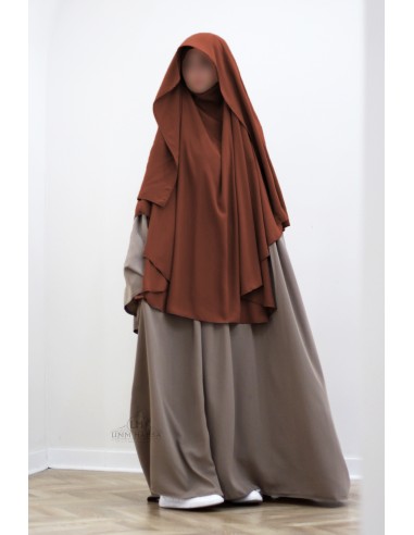 Khimar Malika com pala da Umm Hafsa - Castanho ferrugem-Khimar Malika-Maktaba-Ahloulhadith
