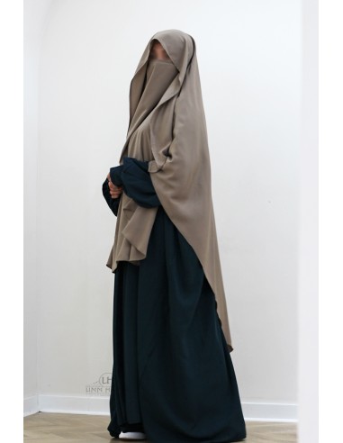 Khimar Malika met klep van Umm Hafsa – Taupe-Khimar Malika-Maktaba-Ahloulhadith