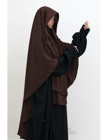 Khimar Malika con visera de Umm Hafsa – Marrón-Khimar Malika-Maktaba-Ahloulhadith