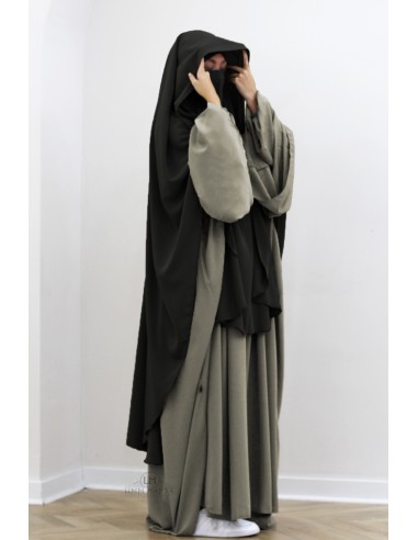 Abaya Malika por Umm Hafsa – Cinza Oliva-Abaya Malika-Maktaba-Ahloulhadith