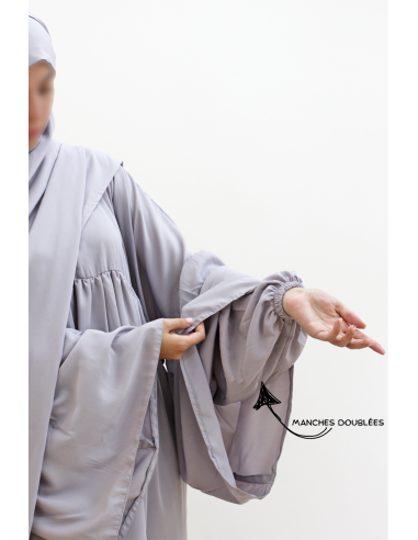 Abaya Malika by Umm Hafsa - Bleu Gris-Abaya Malika-Maktaba-Ahloulhadith