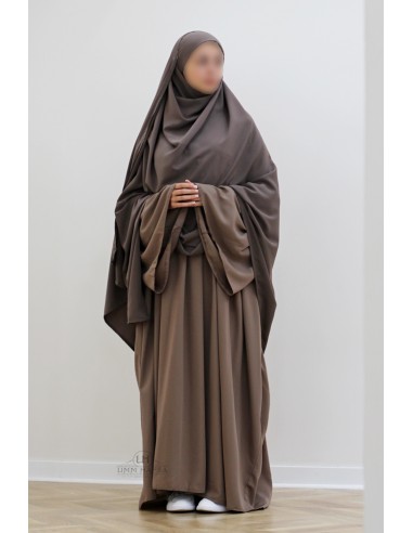Abaya Malika di Umm Hafsa – Marrone cenere-Abaya Malika-Maktaba-Ahloulhadith