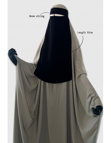 NIQAB 1 SAIL 60CM UMM HAFSA - Black-Niqab 1 sail Umm Hafsa-Maktaba-Ahloulhadith
