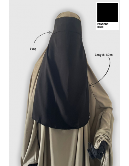 Cappello Niqab 1 velo 60cm - Nero