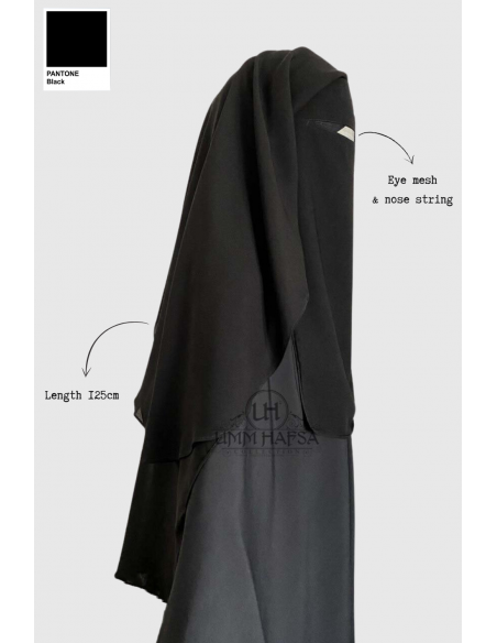 Niqab/Sitar 3 sluiers Umm Hafsa 1m25 - Zwart
