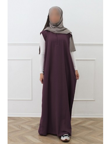 Abaya interior sem mangas da Umm Hafsa – Ameixa-Abaya sem-Maktaba-Ahloulhadith