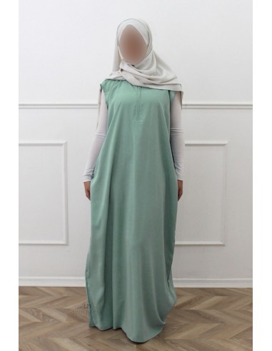 Sub abaya sem mangas da Umm Hafsa – Verde água-Abaya sem-Maktaba-Ahloulhadith