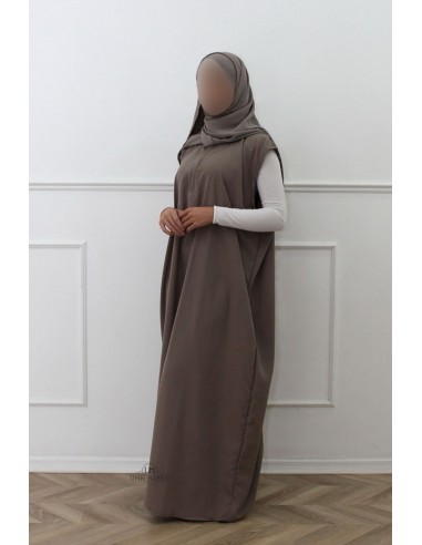 Sub abaya sem mangas da Umm Hafsa – Castanho acinzentado-Abaya sem-Maktaba-Ahloulhadith