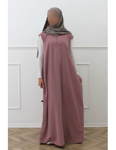 Under Abaya sem mangas por Umm Hafsa – Taupe rosado-Abaya sem-Maktaba-Ahloulhadith