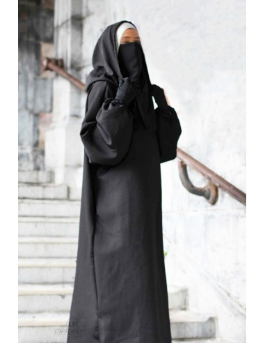 Sobre Abaya – Poncho Hafsa da Umm Hafsa – Preto-Sur Abaya Hafsa-Maktaba-Ahloulhadith