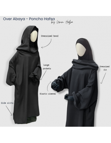 Sur Abaya - Poncho Hafsa by Umm Hafsa - Noir-Sur Abaya Hafsa-Maktaba-Ahloulhadith