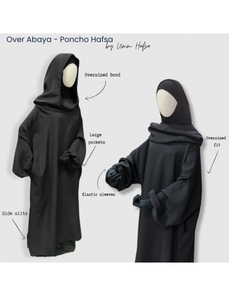 Sur Abaya - Poncho Hafsa by Umm Hafsa - Noir