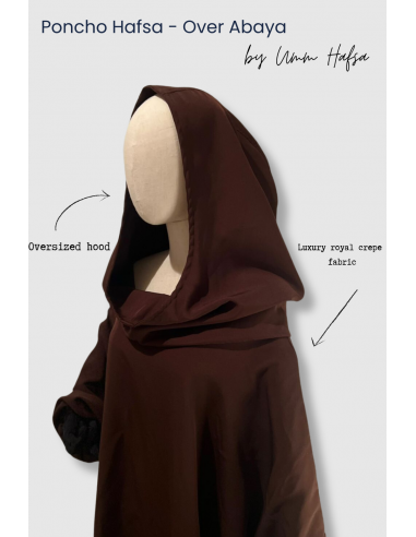 Sobre Abaya – Poncho Hafsa da Umm Hafsa – Castanho-Sur Abaya Hafsa-Maktaba-Ahloulhadith