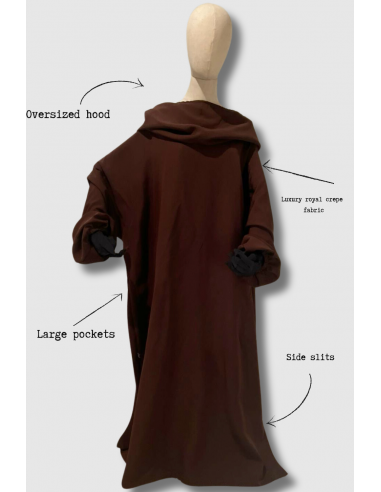 Sopra Abaya – Poncho Hafsa di Umm Hafsa – Marrone-Sur Abaya Hafsa-Maktaba-Ahloulhadith