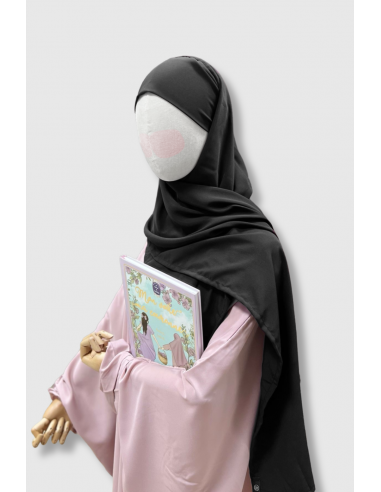 PAE Hijab MÄDCHEN von Umm Hafsa – Schwarz-Hijab / Khimar Kind-Maktaba-Ahloulhadith