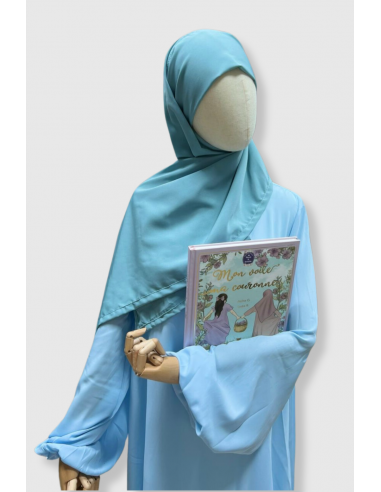 Hijab PAE Jente av Umm Hafsa – Røykblå-Hijab / Khimar barn-Maktaba-Ahloulhadith