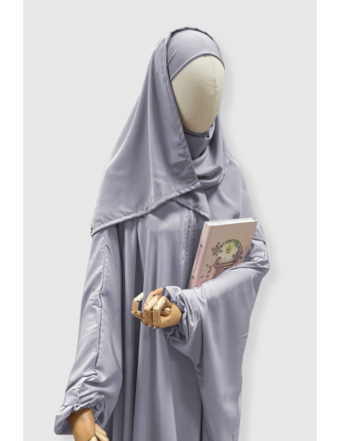 Hijab PAE para Niñas de Umm Hafsa – Azul Grisáceo-Hijab / Khimar niño-Maktaba-Ahloulhadith
