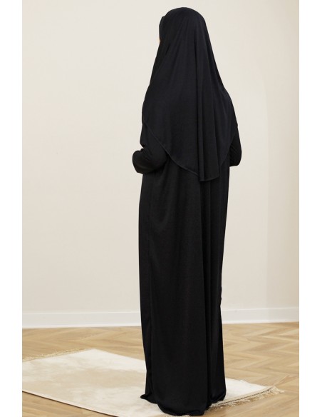 Vestido de oración con hiyab integrado, atuendo de oración SAFWA – Negro
