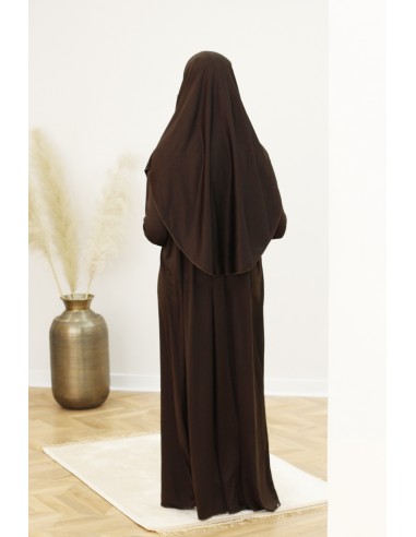 Robe de prière avec hijab intégré, Tenue de prière SAFWA - Marron-Abaya & Robe-Maktaba-Ahloulhadith