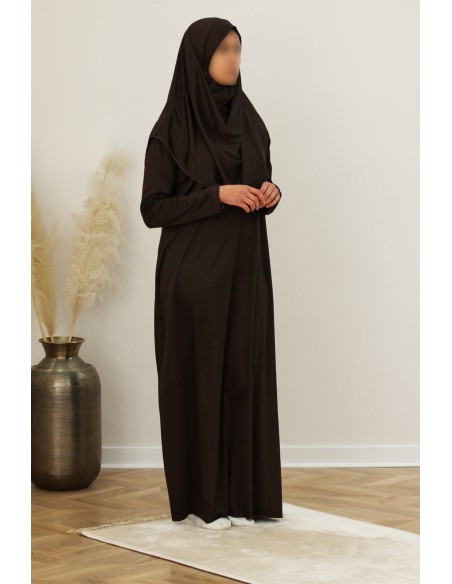 Böneklänning med integrerad hijab, SAFWA böneplagg – Brun