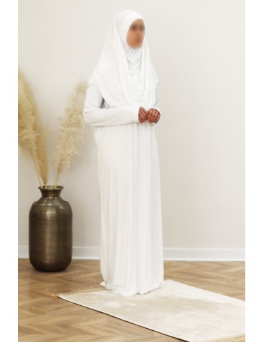 Böneklänning med integrerad hijab, SAFWA böneplagg – Vit-Abaya & Klänning-Maktaba-Ahloulhadith
