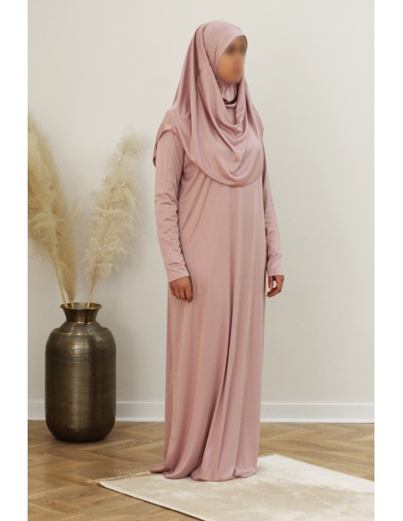 Prayer dress with integrated hijab, SAFWA prayer outfit – Rose taupe