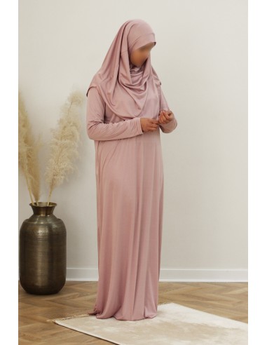 Prayer dress with integrated hijab, SAFWA prayer outfit – Rose taupe-Abaya & Dress-Maktaba-Ahloulhadith