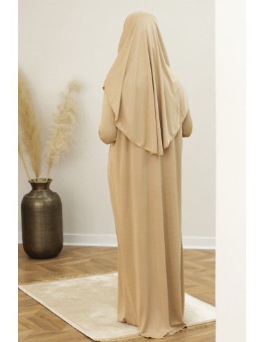 Gebetskleid mit integriertem Hijab, SAFWA-Gebetsoutfit – Beige-Abaya & Kleid-Maktaba-Ahloulhadith