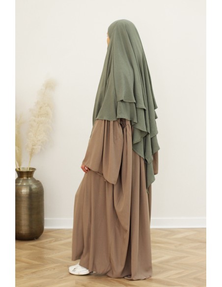 Khimar Jazz com 2 véus SAFWA – Cinza oliva