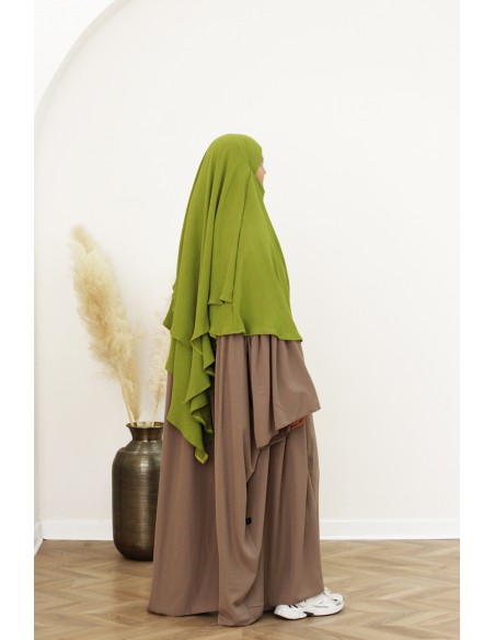 Khimar Jazz com 2 véus SAFWA – Verde amêndoa