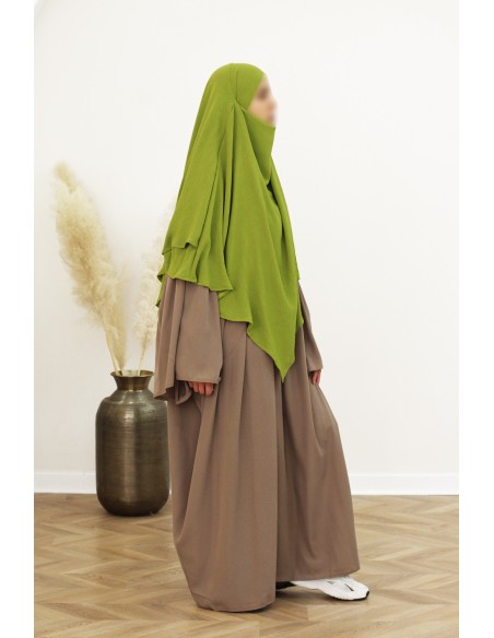 Khimar Jazz med 2 slöjor SAFWA – Mandelgrön
