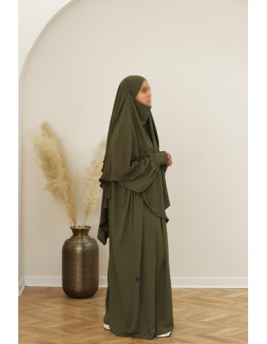 Khimar Jazz 2 Voiles SAFWA - kaki olive-Hijab & Khimar-Maktaba-Ahloulhadith
