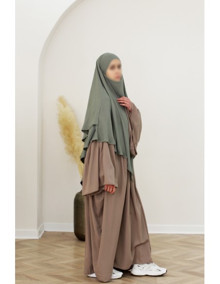 Khimar Jazz com 2 véus SAFWA – Cinza oliva