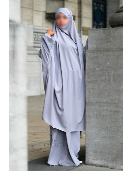 Jilbab 2 Stück Klassisch "Rock" Umm Hafsa - Blau Grau