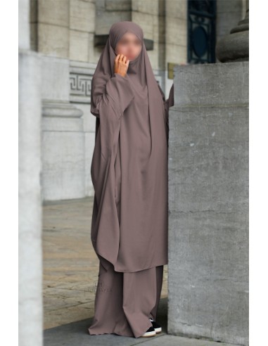 Classic 2-Piece “Skirt” Jilbab Umm Hafsa – Ash Brown-Jilbab Umm Hafsa-Maktaba-Ahloulhadith