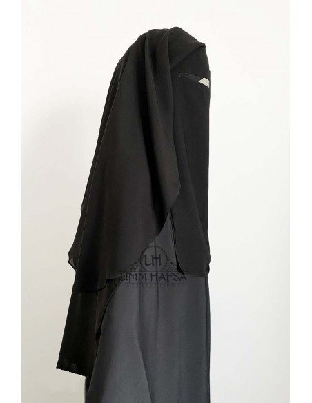 Niqab/Sitar 3 voiles Umm Hafsa 1m25 - Noir