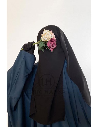 NIQAB/SITAR 3 WAVES UMM HAFSA 95CM - Zwart-Niqab Umm Hafsa-Maktaba-Ahloulhadith