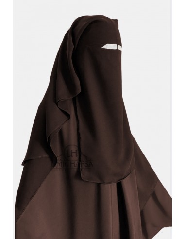 Niqab/Sitar 3 sluiers Umm Hafsa 95cm - Bruin-Niqab Umm Hafsa-Maktaba-Ahloulhadith