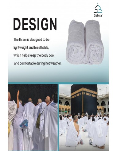 Traje de Ihram Masculino com Botões – 100 % Algodão Egípcio – SAFWA-IHRAM Hajj & Omra-Maktaba-Ahloulhadith