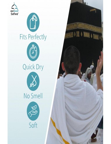 Ihram-antrekk for Menn med Knapper – 100 % Egyptisk Bomull – SAFWA-IHRAM Hajj & Omra-Maktaba-Ahloulhadith